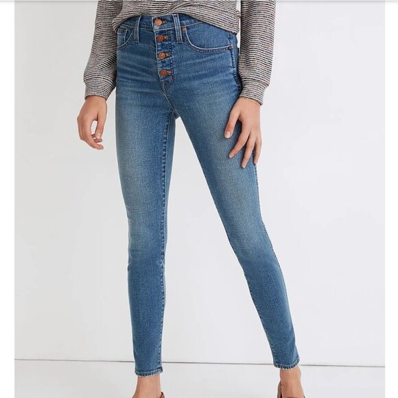 Madewell 10" High-Rise Skinny Jeans Button-Front 25 Petite Pockets - Picture 1 of 15